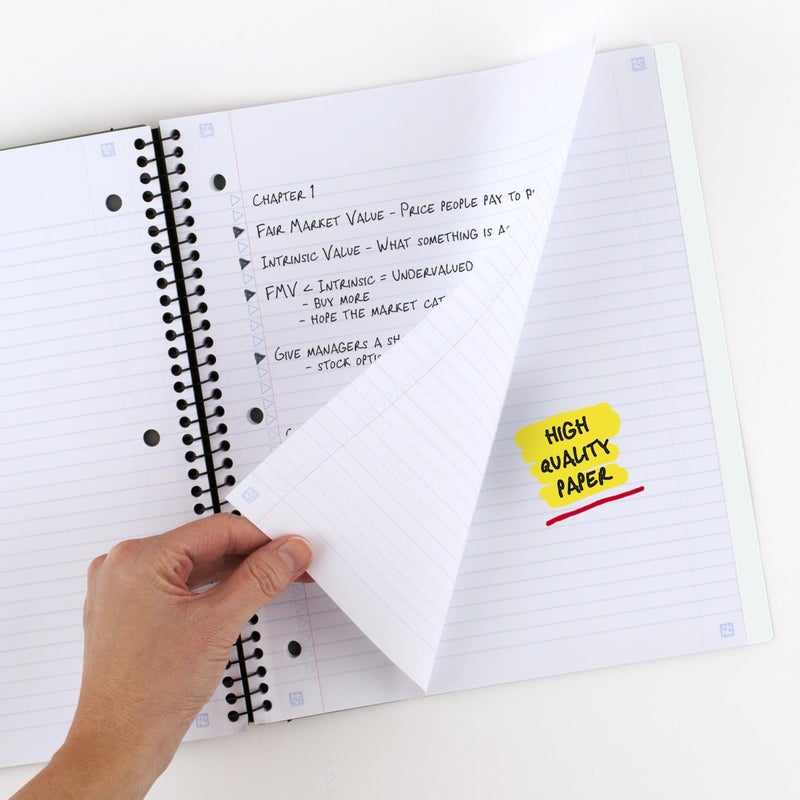 Five Star Advance Spiral Notebook + Study App, 3 Subject, College Ruled Paper, 8-1/2" x 11", 150 Sheets, Spiral Guard, Movable Tabbed Dividers, White (73142) - Image 4